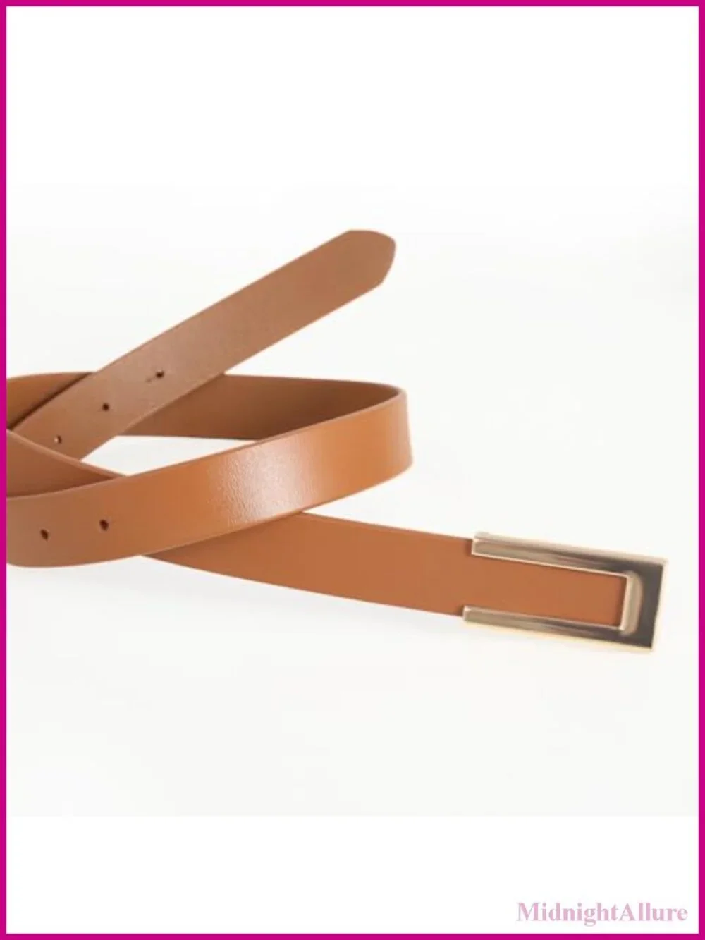 Womens Genuine Leather Skinny Belt with Gold-Tone Buckle